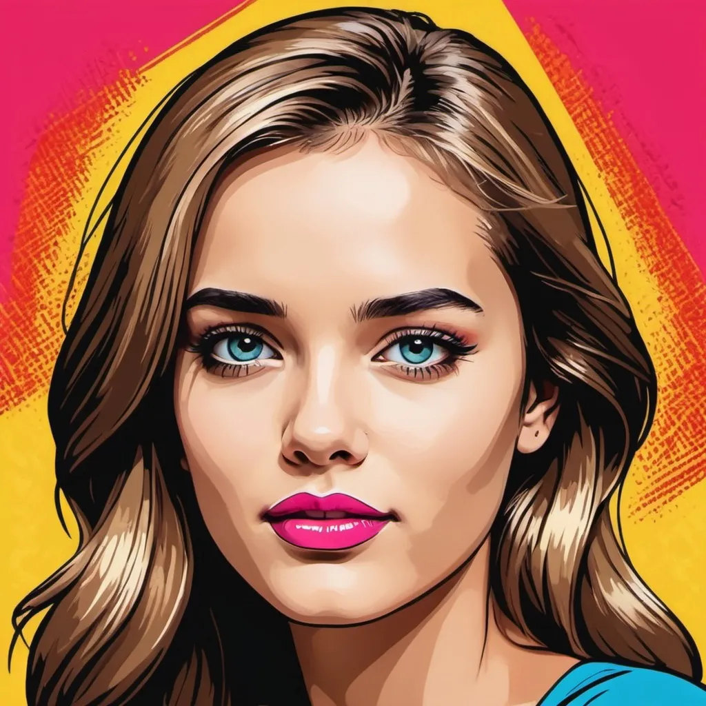 Prompt: Create a Pop Art of a beautiful young girl face