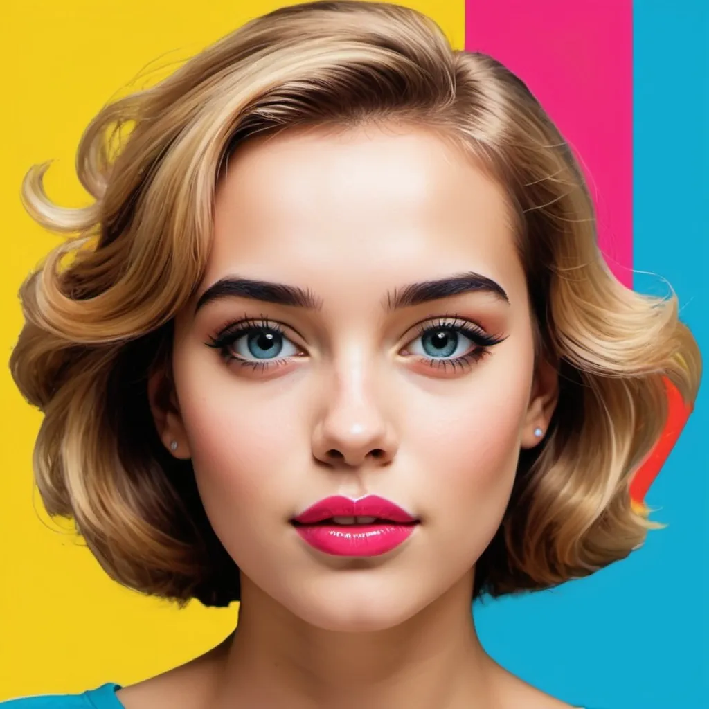 Prompt: Create a Pop Art of a beautiful young girl face