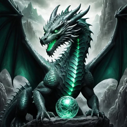 Prompt: Dragon holding a glowing orb