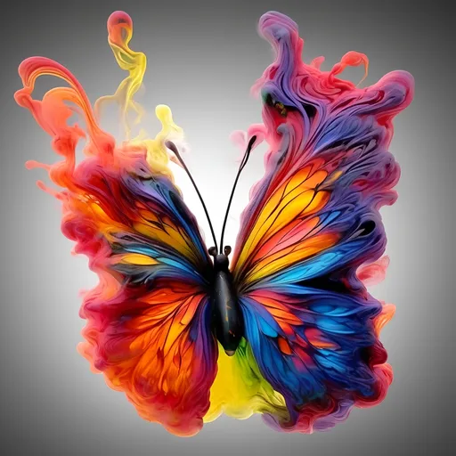 Prompt: 3D Smoke art butterfly, multi vibrant colors,
