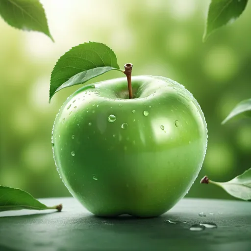 Prompt: The power of green apple StemCell, with nature background. Cinematic, hyper realistic.