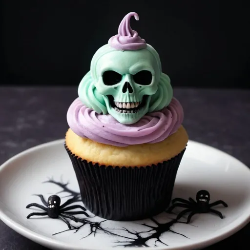 Prompt: spooky, horror movie, pastel, cupcake
