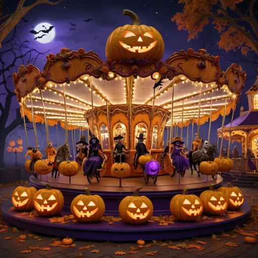 Prompt: Halloween theme carousel