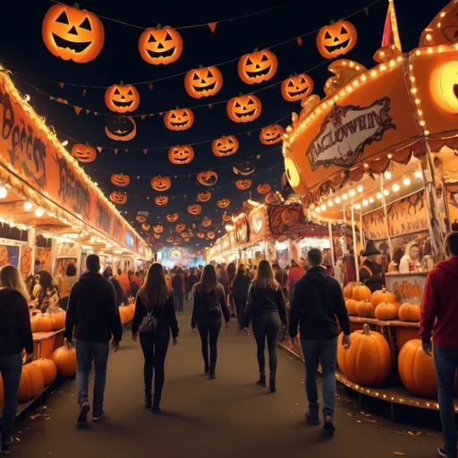 Prompt: Halloween theme carnival, colorful
