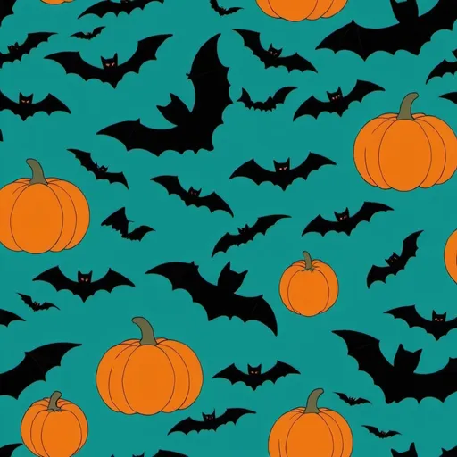 Prompt: teal and orange halloween