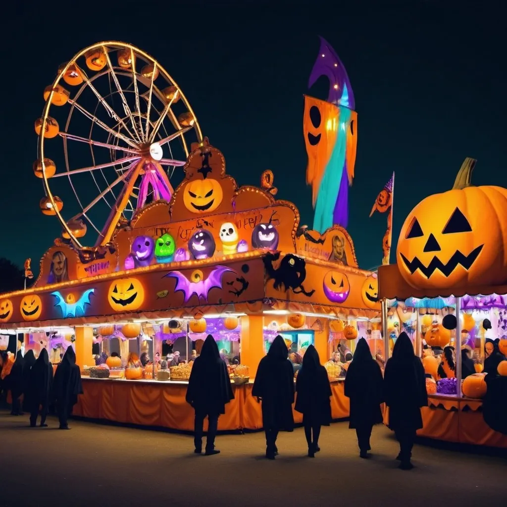 Prompt: Halloween theme carnival, colorful
