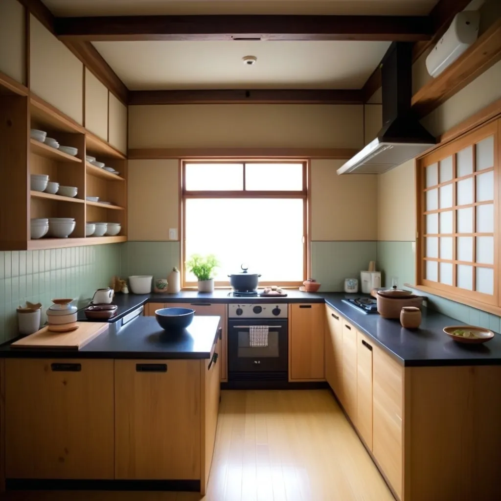 Prompt: Kitchen for japanese family