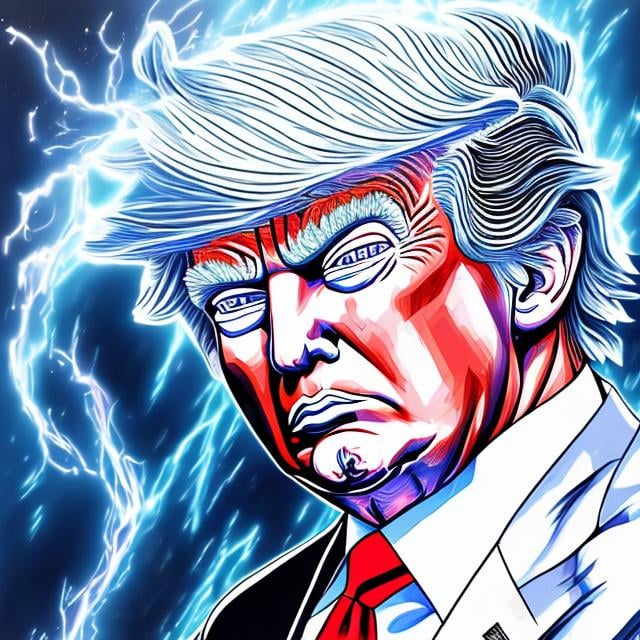 Prompt: Ultra Instinct Donald Trump anime art