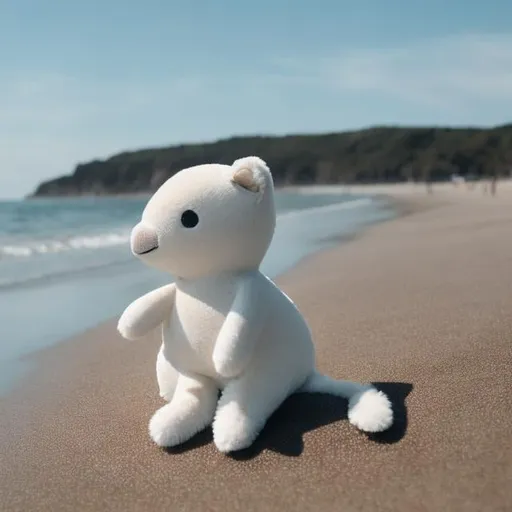 Prompt: Plush on beach