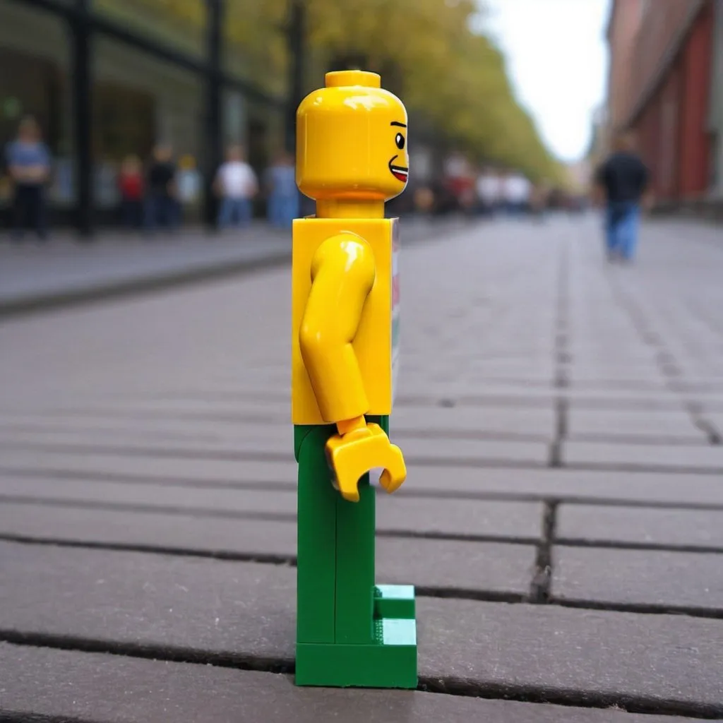 Prompt: Lego man real life