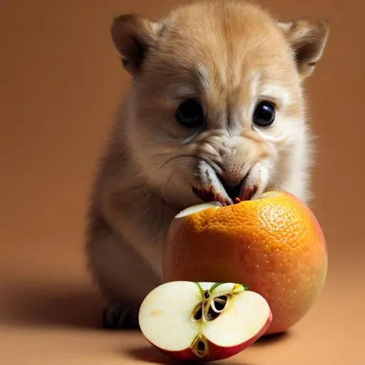 Prompt: Apple eating an Orange