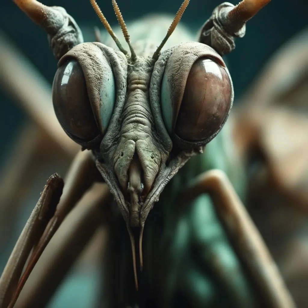 Prompt: <mymodel>super macro of a creepy praying mantis with horns, ultra-detailed, 4K quality