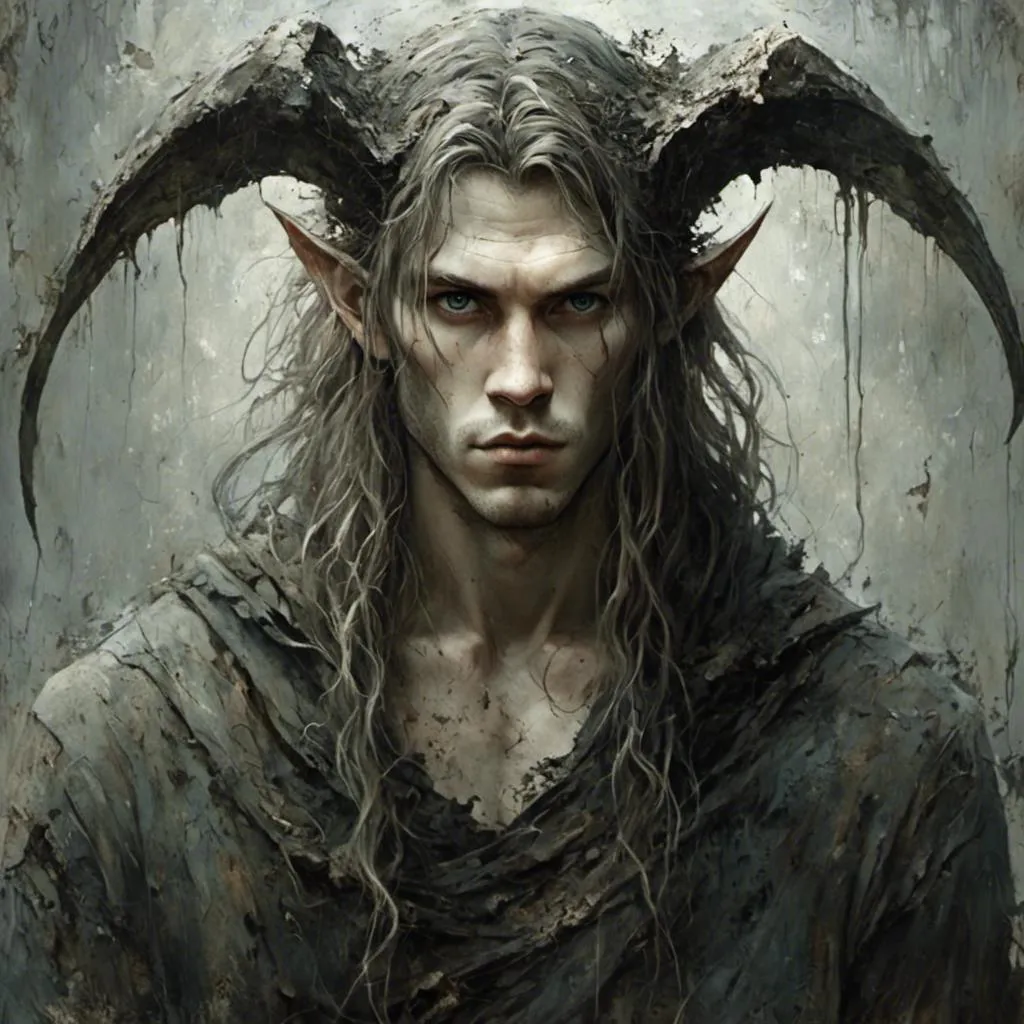 Prompt: <mymodel> attractive male model with chiseled features, long hair, elf ears