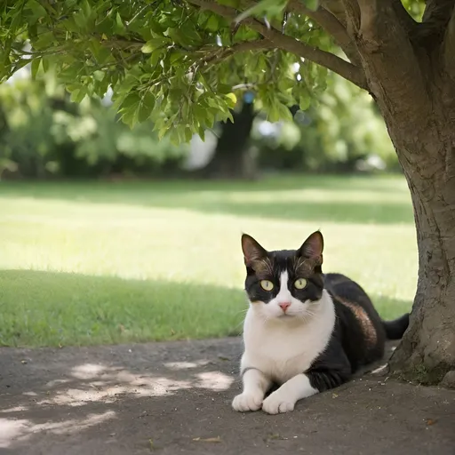 Prompt: A cat under a tree