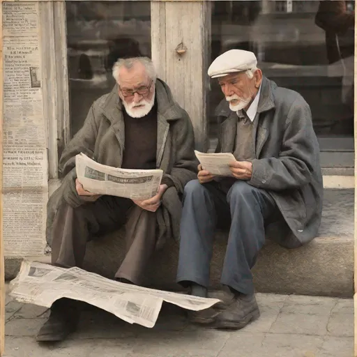 Prompt: Old newspapper with a old man 