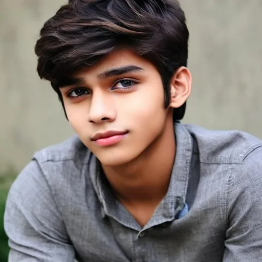 Prompt: A seventeen years old srilanka  boy with light skin, cute mix handsome look,  brown mix black straight hair , blue,grey and green shiny eyes,