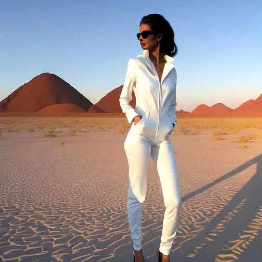 Woman wearing a wet white two piece bathing suit and