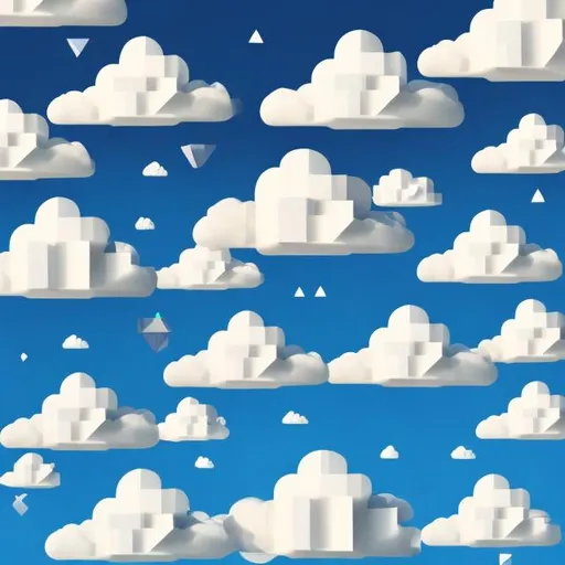 Prompt: clouds in the sky, geometric shapes floating in the sky