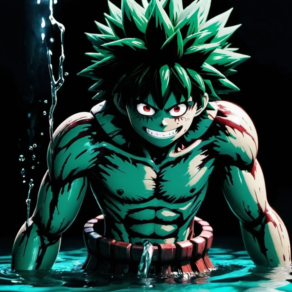 Prompt: DEKU MHA King black water Animatronics jerking