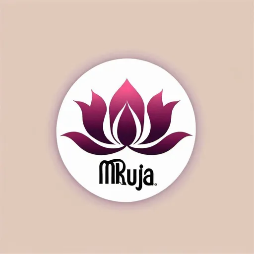 Prompt: logo for brand name mruja. skincare products. Want lotus with pestal colors. logo should be match with letter 'M'