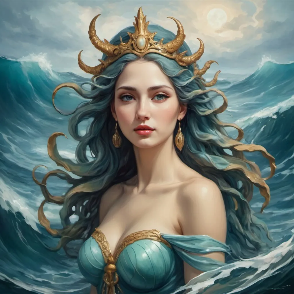 Prompt: goddess of the sea (oil painting style)



