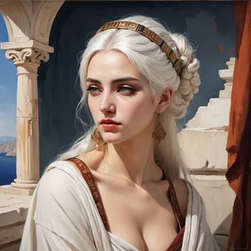 Prompt: greek concubine with white hair (oil painting style)



