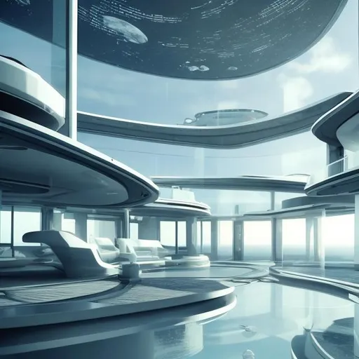 Prompt: futuristic house near the ocean, space, futuristic world, post apocolypse, large glass windows, realistic archetecture
