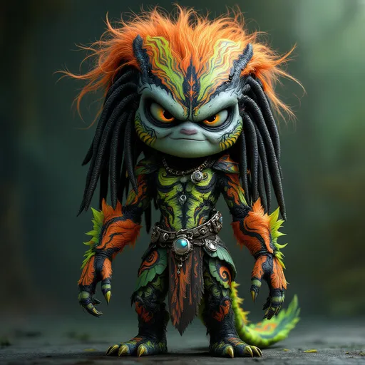 Prompt: I want a cross between the predator species and Branch from the Trolls movie
