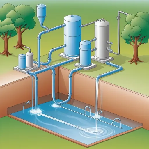 Prompt: generate a graphical abstract of a water distribution system