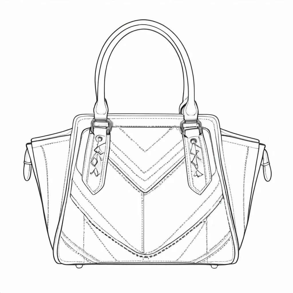 Prompt: illustration outline for lexury women bag fashion design