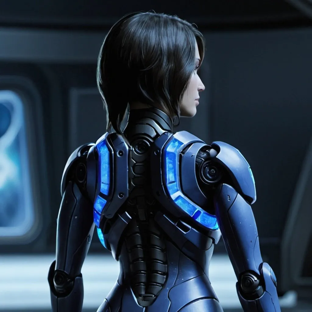 Prompt: Cortana from Halo from the back