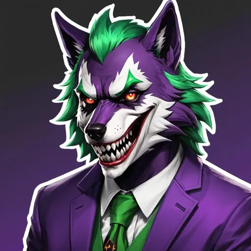 Prompt: a twitch profile picture that represent a toxic wolf and joker combine. Have a title of Toxic Siro