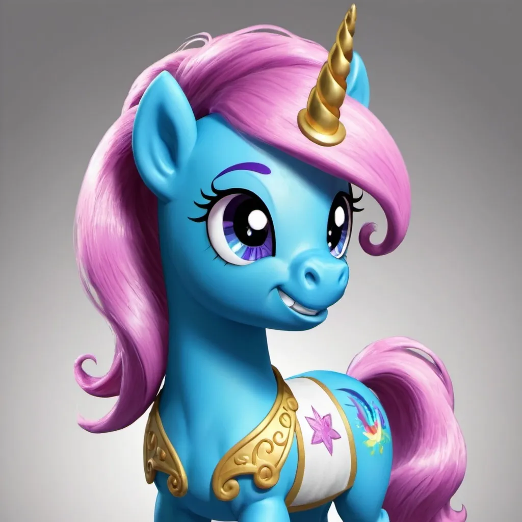 Prompt: my little pony:friendship is magic character named layona,with blue skin,and is a unicorn
