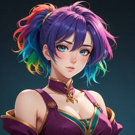 Prompt: Prideful anime girl, vibrant colors, detailed hair and eyes, regal and confident posture, high quality, anime, vibrant tones, detailed eyes, regal, confident posture