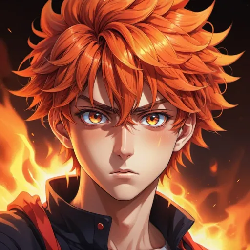 Prompt: Hot anime boy, vibrant colors, dynamic pose, intense expression, high energy, detailed hair and eyes, anime style, fiery tones, dramatic lighting, best quality, highres, vibrant colors, dynamic pose, anime, intense expression, fiery tones, dramatic lighting, detailed eyes, detailed hair, high energy