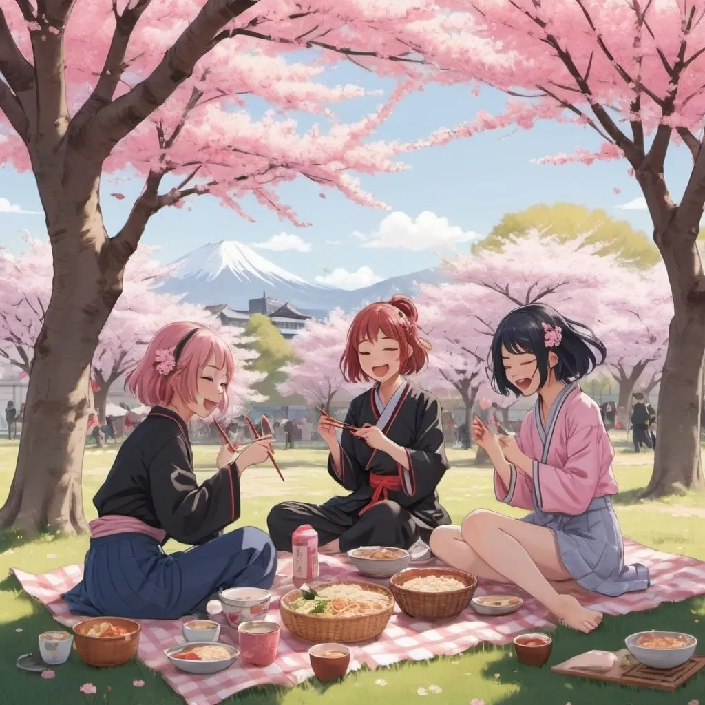 anime girls that is under a pink blossom tree in spr...