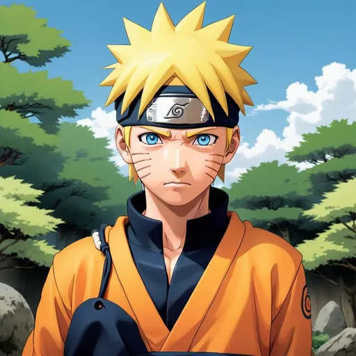 Prompt: ntroduced as a young orphan boy of 12 years with blond, spiky hair and blue eyes, Naruto Uzumaki graduates as a ninja from Konohagakure while bonding with his teacher Iruka Umino. Naruto seeks attention as he was ridiculed during his childhood. with bright yellow hair and has whiskers on his face anime.