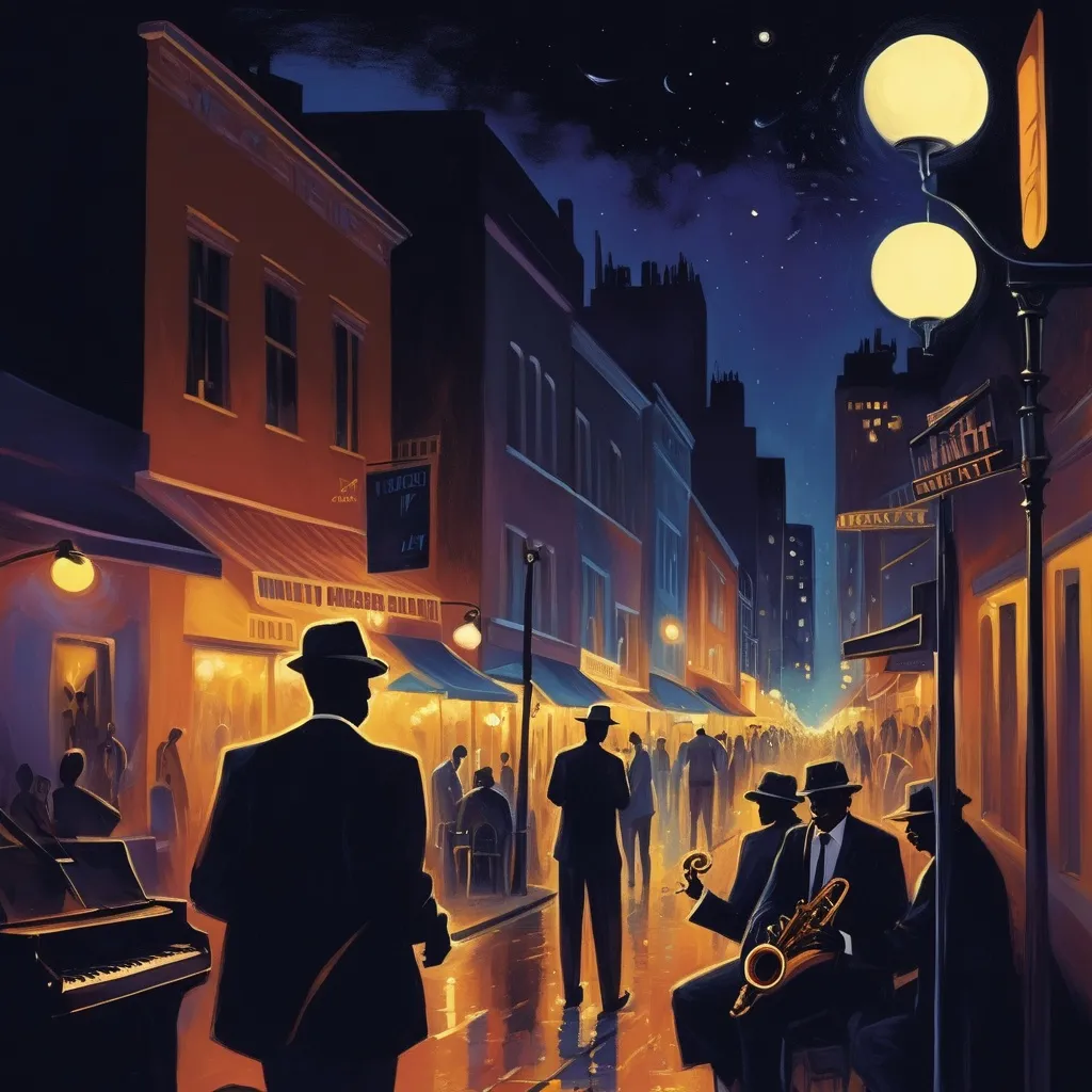 Prompt: midnight jazz night street