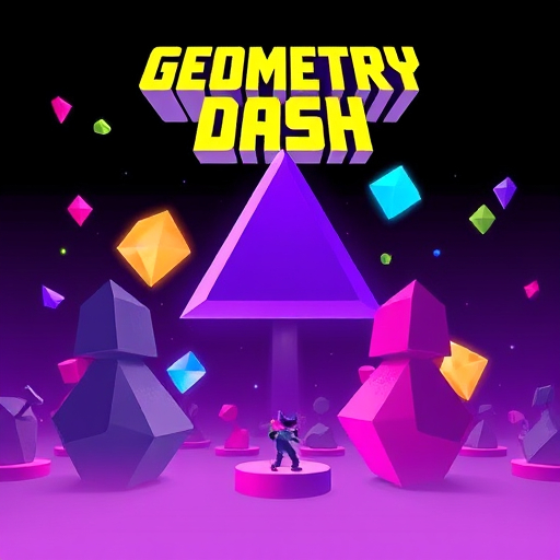 Prompt: a geometry dash movie poster