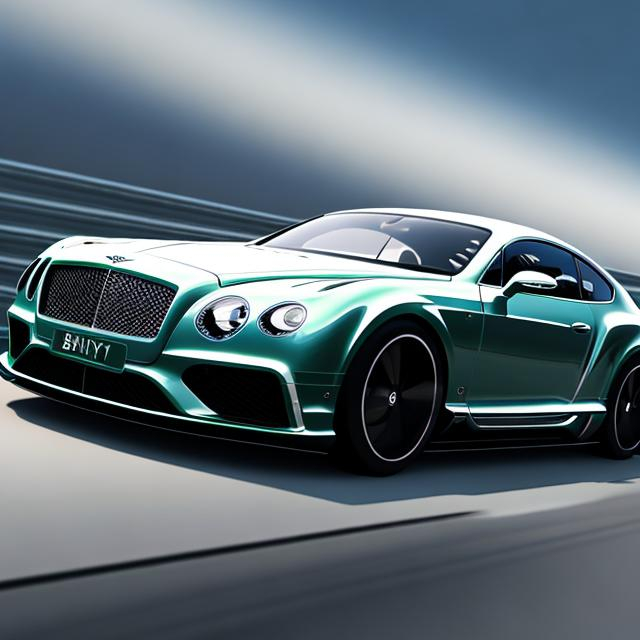 Prompt: Ultrarealistic Futuristic Bentley going 200mph with warping background