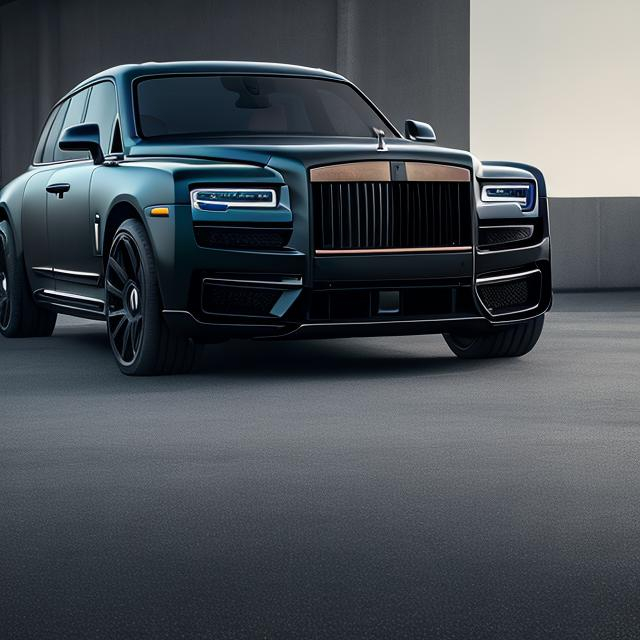 Prompt: The front of a all matte black Rolls Royce Cullinan with exposed carbon-fibre speeding with warping background 