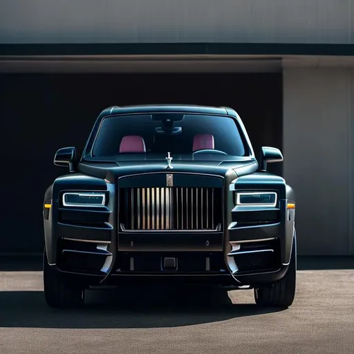Prompt: The front of a all matte black Rolls Royce Cullinan with exposed carbon-fibre speeding with warping background 