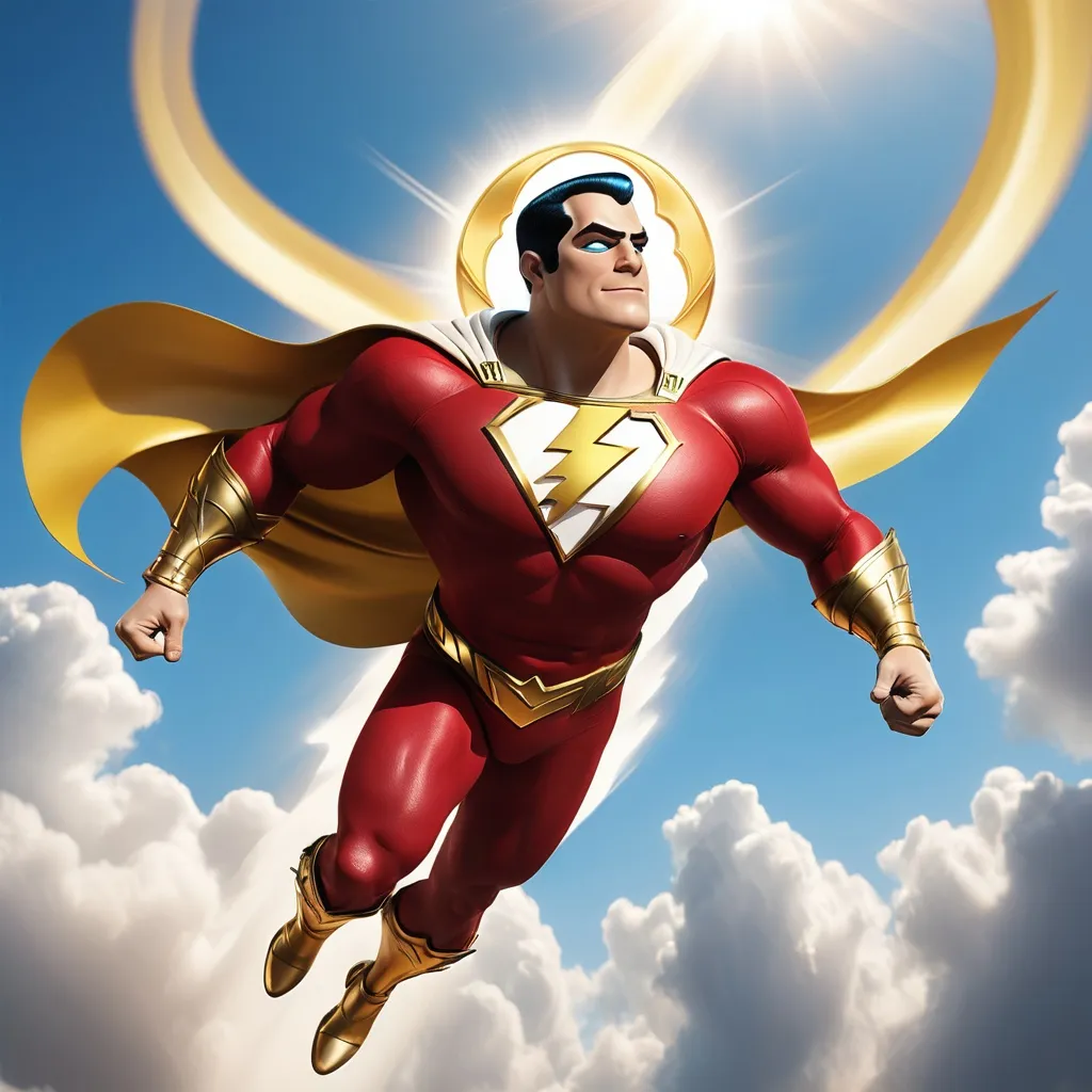 Prompt: 
generate shazam flying in the sky



 