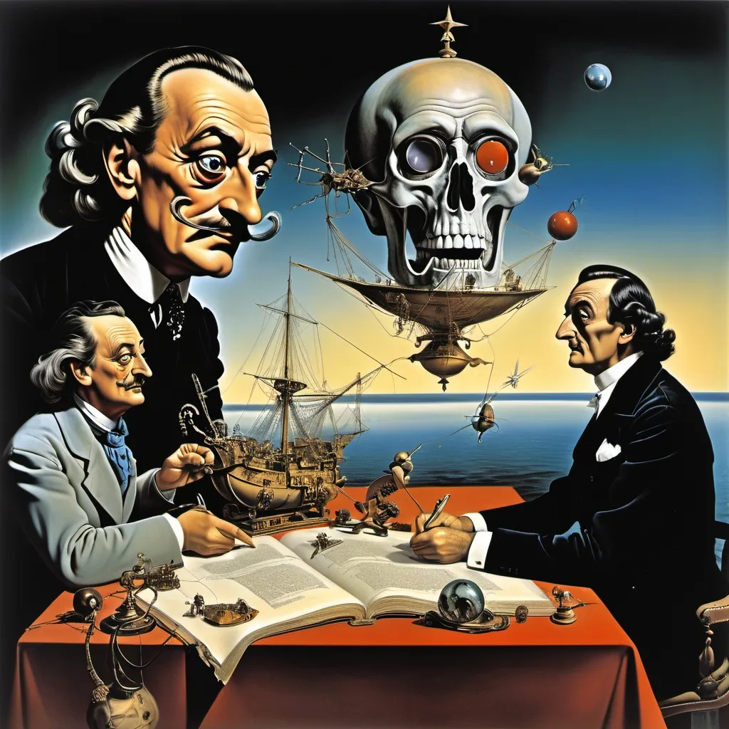 Prompt: Baron munchausen , salvador dali, feynman,dijkstra