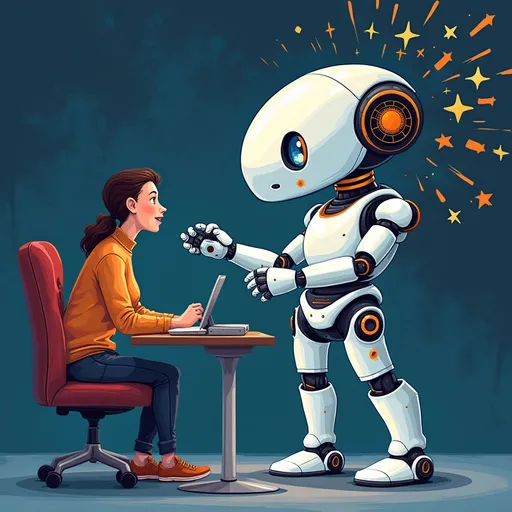 Prompt: give image while devops enginner using AI called AIOPS give image in effective to post in medium in add some humour 