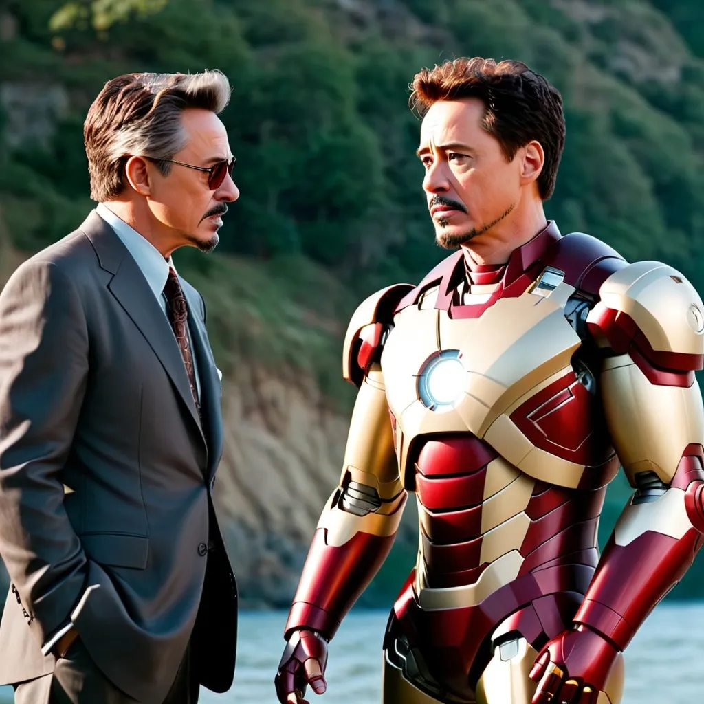 Prompt: iron man tony stark talking to his dad -"howard stark"
 in movie iron man