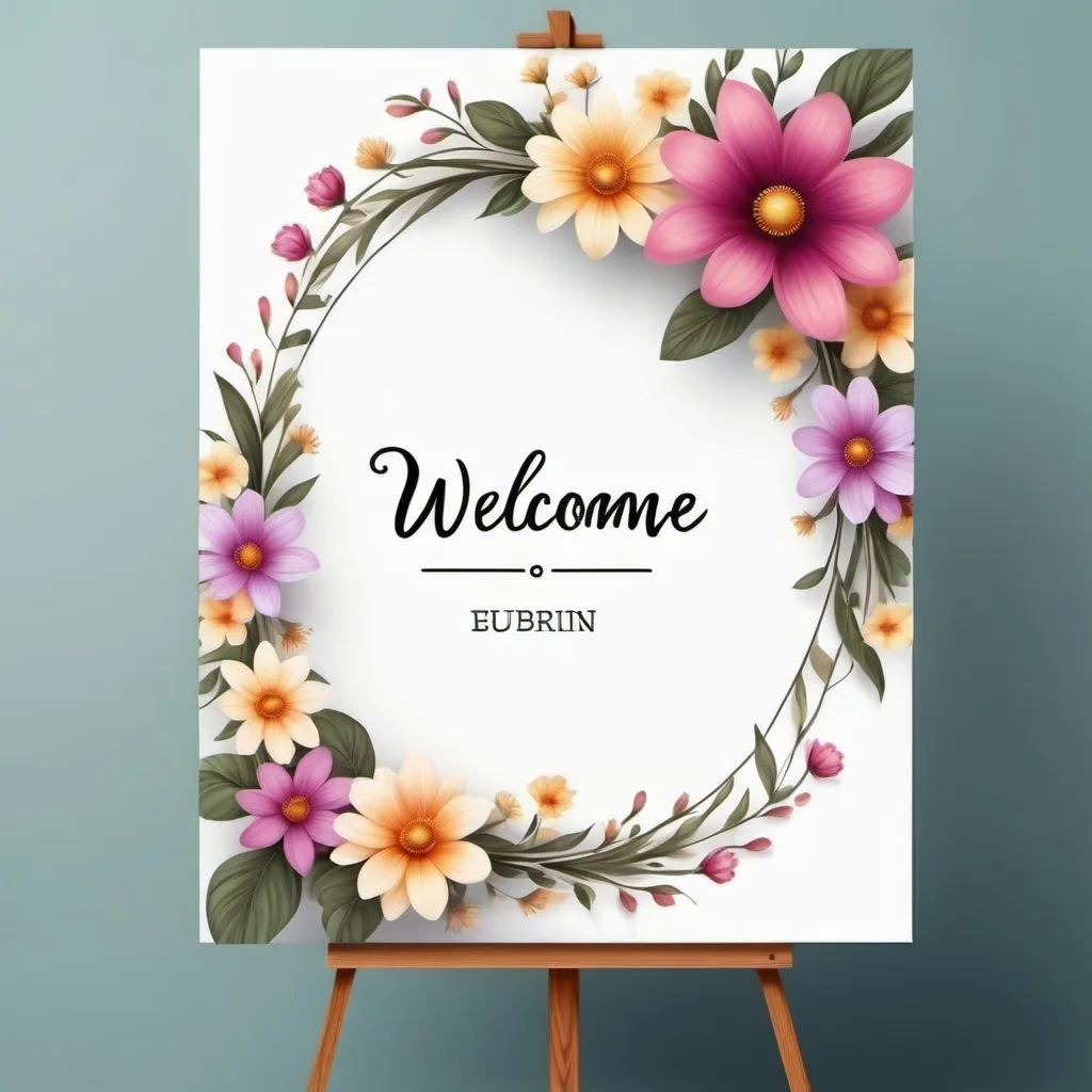 Prompt: create a beautiful welcome banner with beautiful realistic small flower border
