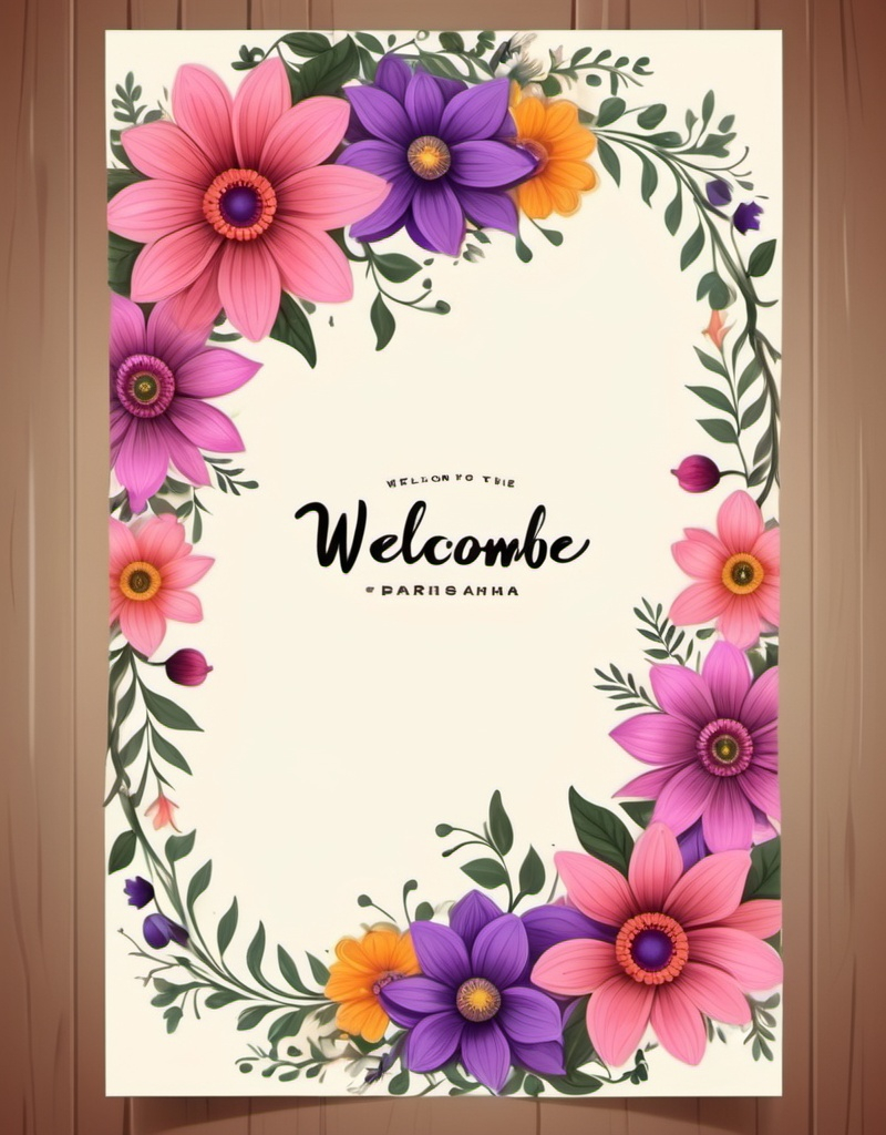 Prompt: create a beautiful welcome banner with beautiful flower border and write following test in stylish font, "Welcome 
To the Bartabandha 
of 
Pariskrit & Rigved
Thank you"
