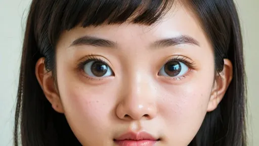 Prompt: A  Asian girl with large eyes and a round face 
