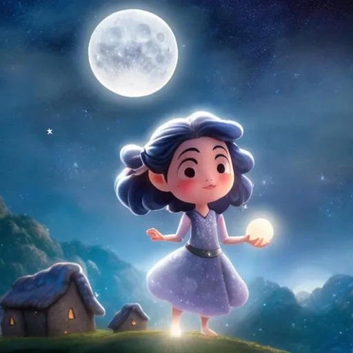 Prompt: In gratitude, the stars granted Luna a special gift – a tiny, shimmering star that she could carry with her always. Luna returned to her village, and every night, she would share the magical light of her star with the villagers, filling their hearts with hope and dreams.